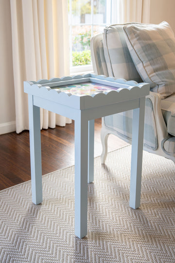 Light Blue Scalloped Table